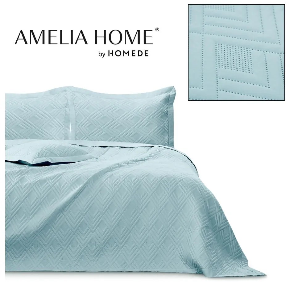 Cuvertură albastru-deschis matlasată din microfibră 220x240 cm Ophelia – Restilo