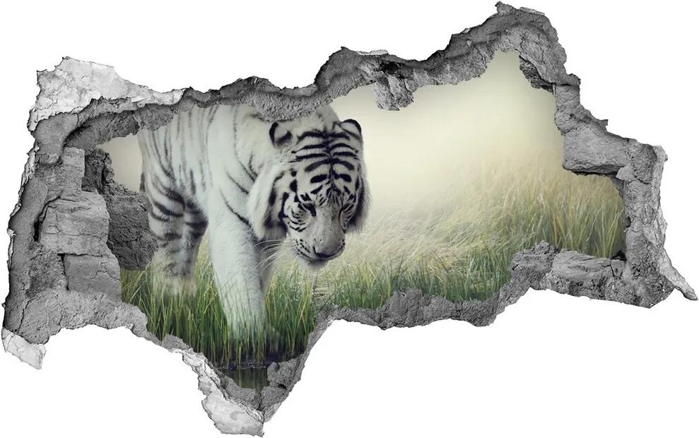 Autocolant gaură 3D Tigru alb
