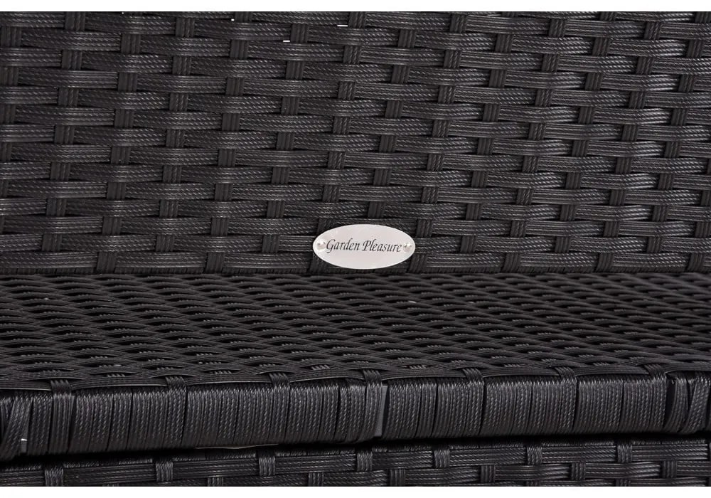 Bancă de grădină neagră din ratan artificial Ferrara – Garden Pleasure