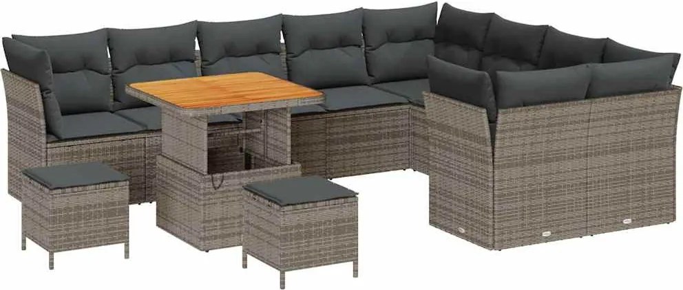 vidaXL Set de canapele pentru grădină cu pernă 12 pcs Gri