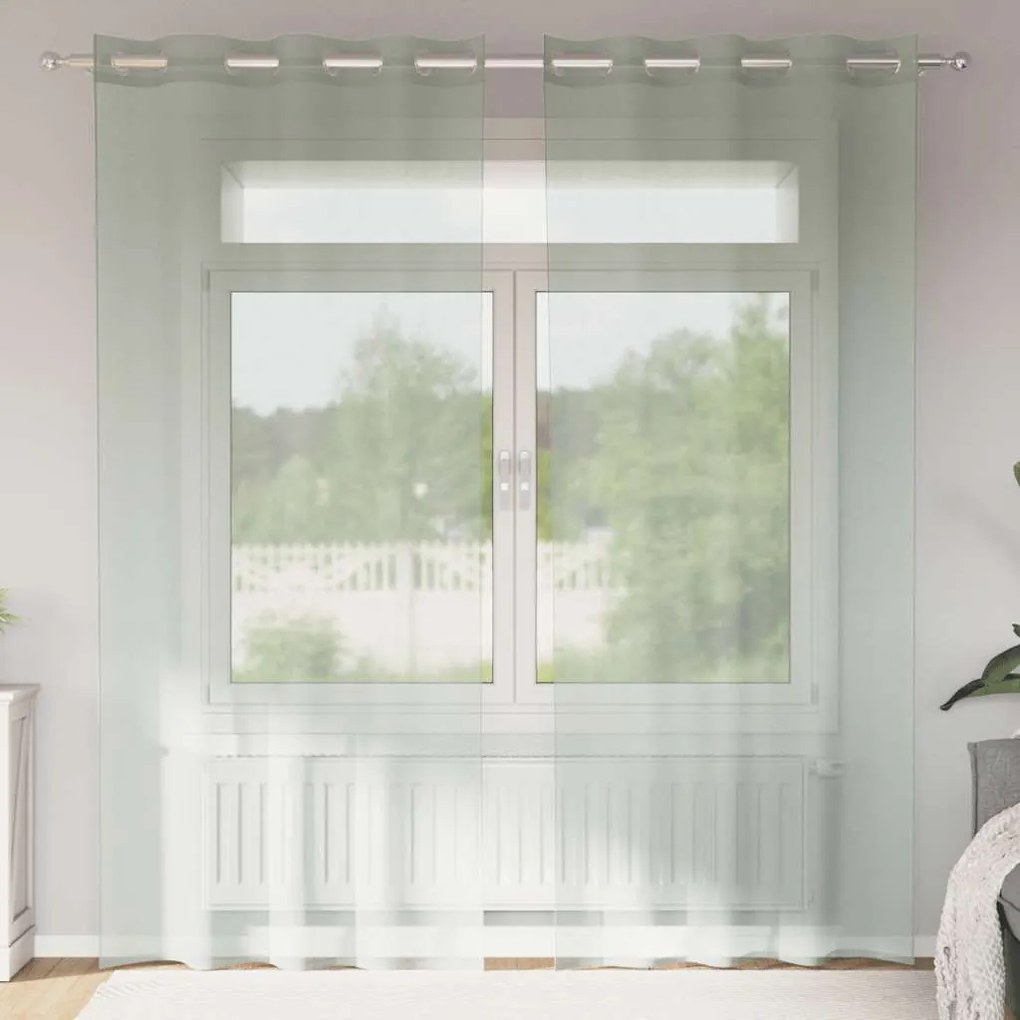 vidaXL Perdele Voile cu Oelii 2 buc Gri deschis 140x225 cm