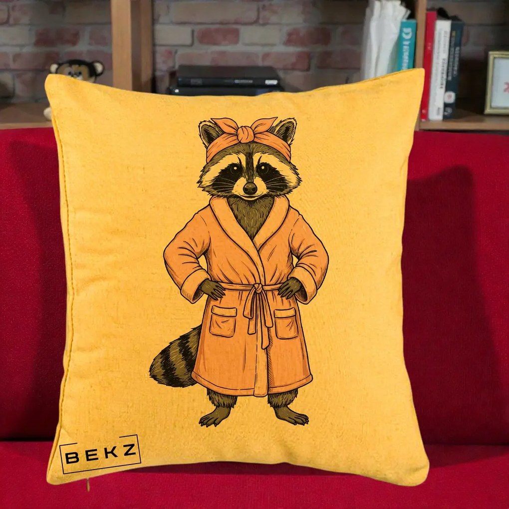 Perna Decorativa Albinuta Kawaii Vesela, 40x40 cm, Galben, Husa Detasabila, Perna Inclusa, BEKZ®