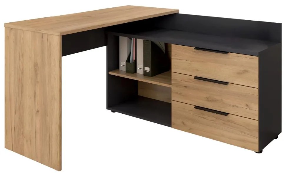 Masă PC de colț KloPăturăs 9 (grafit + stejar artisan) . 1116370