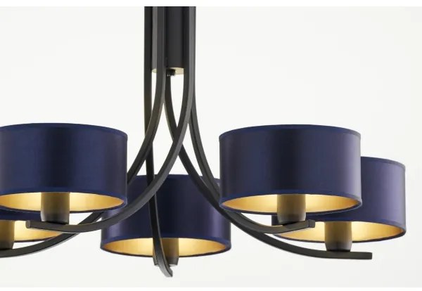 Jupiter 2101 - Lustră cu lanț ARTHUR 5xE27/15W/230V albastru/negru