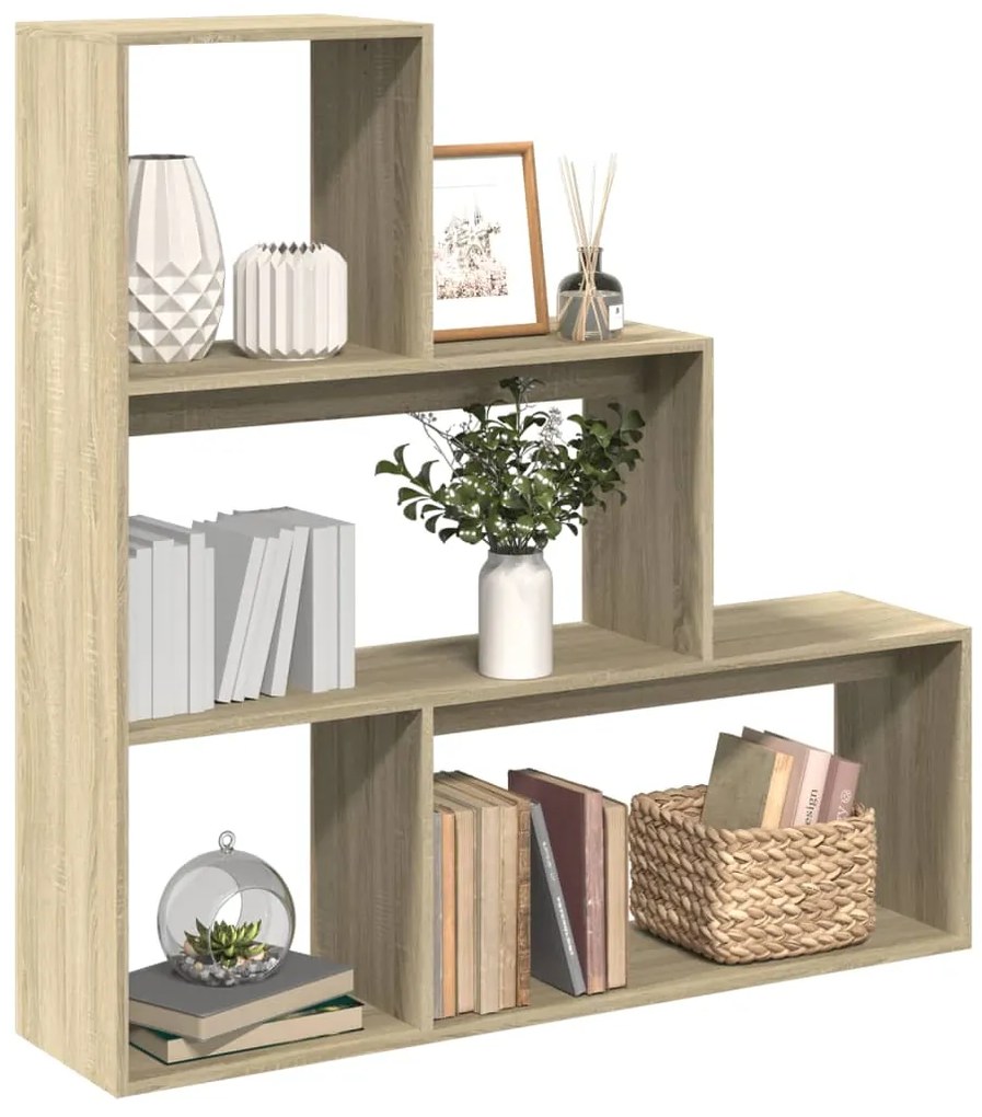 vidaXL Bibliotecă/separator 3 niveluri stejar sonoma 123x29x123cm lemn