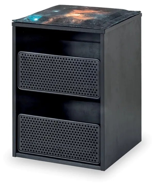 Taburet cu spatiu de depozitare pentru camera adolescenti, Colectia Dark Metal