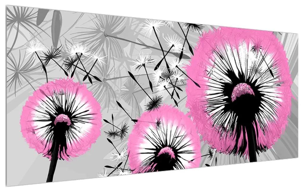 Tablou cu o mulțime de păpădii roz (120x50 cm), în 40 de alte dimensiuni noi