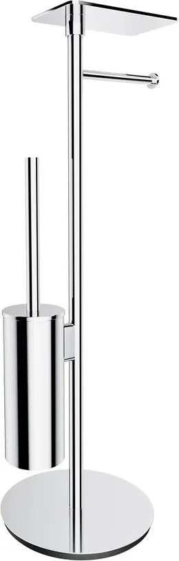 Suport hartie freestanding Omnires Modern Project cu spatiu pentru perie si raft finisaj crom lucios