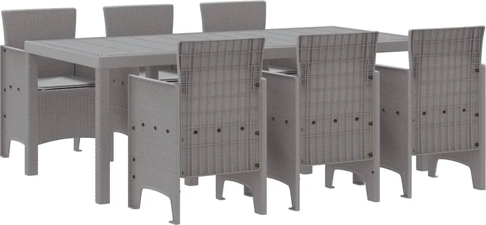 vidaXL Set de masă pentru grădină 7 pcs Gri deschis Polipropilenă