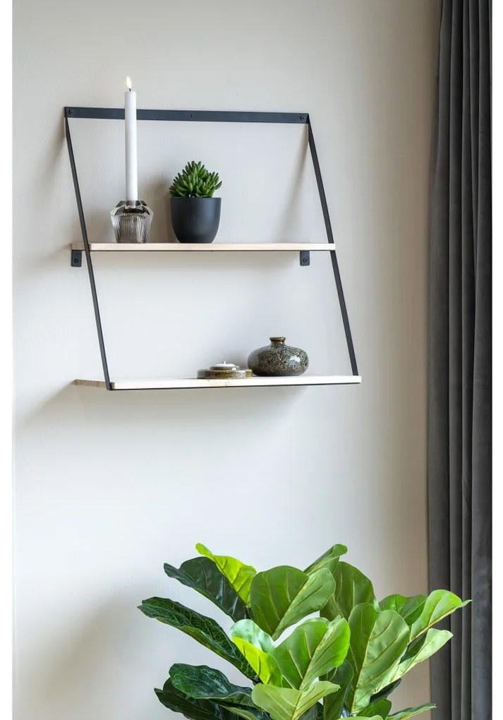 Raft de perete Bern, oțel, pin 50x21x52 cm