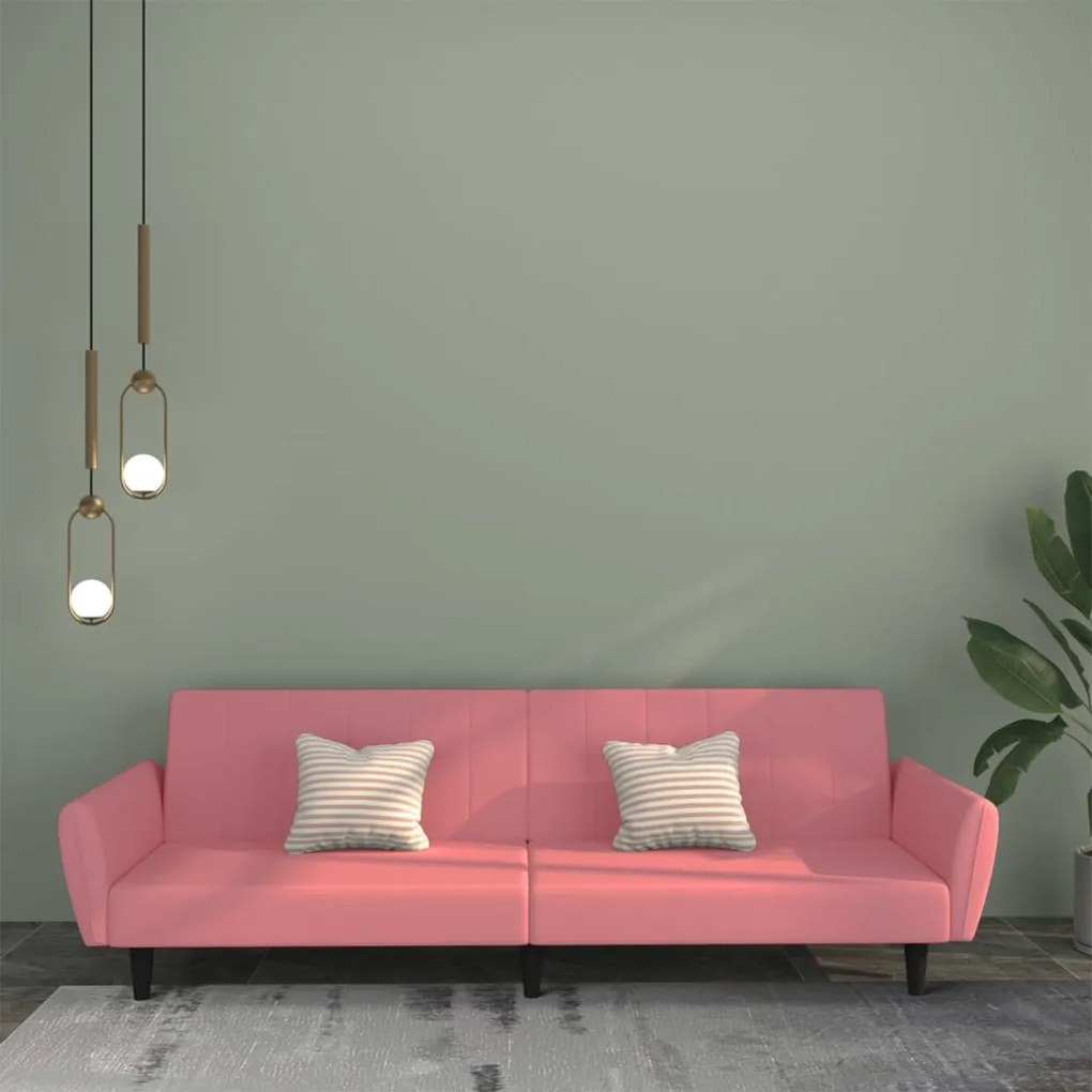 337540 vidaXL Canapea extensibilă cu 2 locuri, roz, catifea