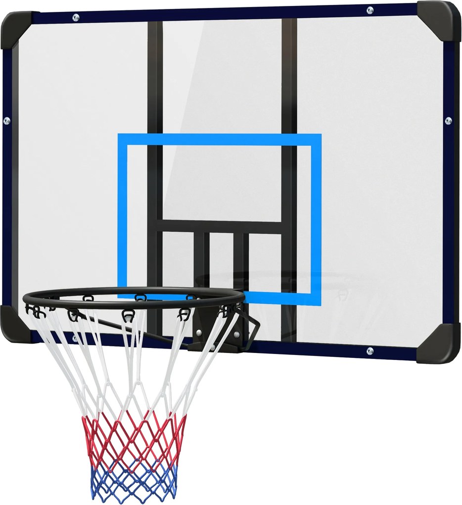 SPORTNOW Coș de Baschet de Perete, Mini Coș de Baschet cu Panou Indestructibil și Cerc din Oțel, 113x61x73 cm, Negru | Aosom Romania