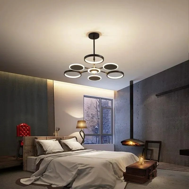 Lustra LED cu Telecomanda, Negru, 8 Brate, 3 Tipuri De Lumina, Intensitate Reglabila, 92W