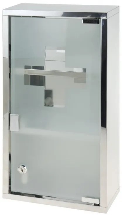 C80820140-Dulap depozitare medicamente, otel si sticla, 25X12X48CM