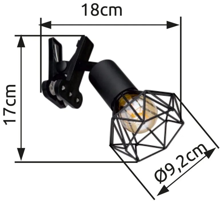 Spot cu clema design industrial XARA I negru