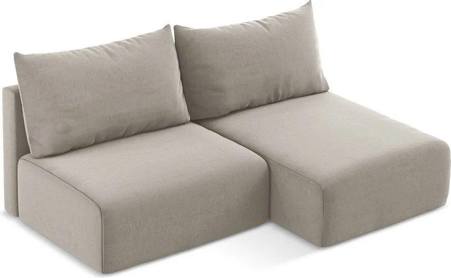 Colțar taupe extensibil/cu spațiu de depozitare cu tapițerie din catifea (cu colț pe partea dreaptă/cu șezlong) Kalena – Makamii