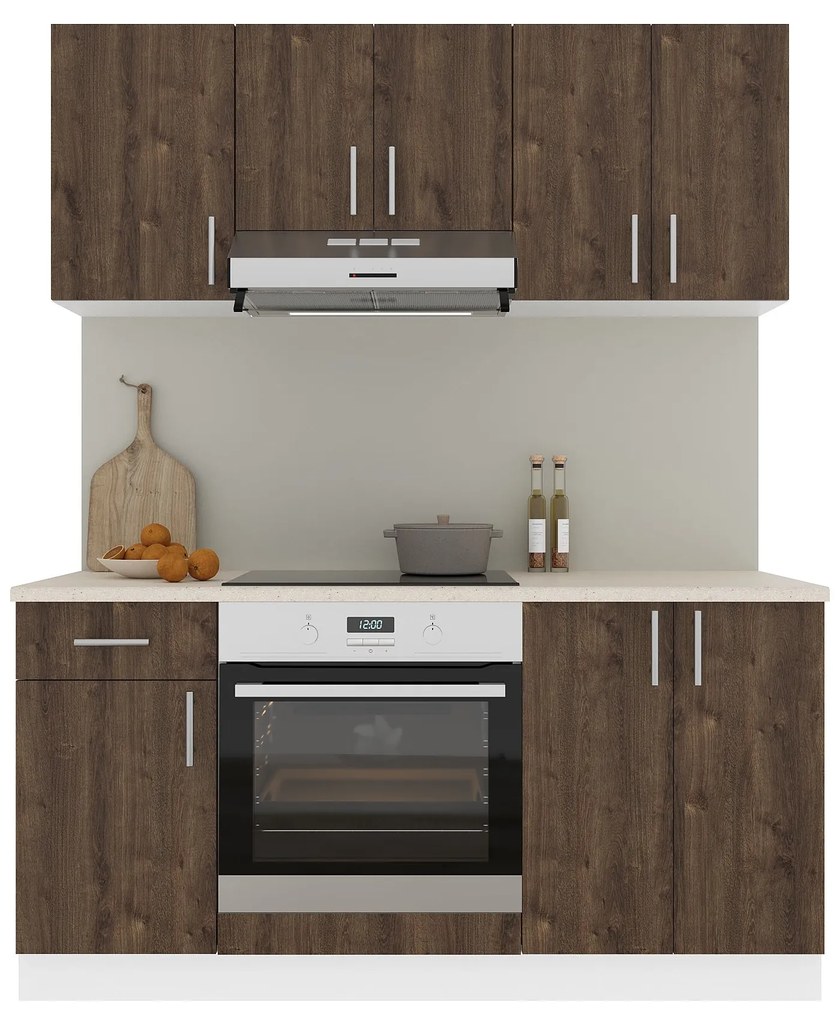 Set Bucatarie Karo V6, Stejar Bronz/Alb, Blat Thermo 28 mm, L 160 cm