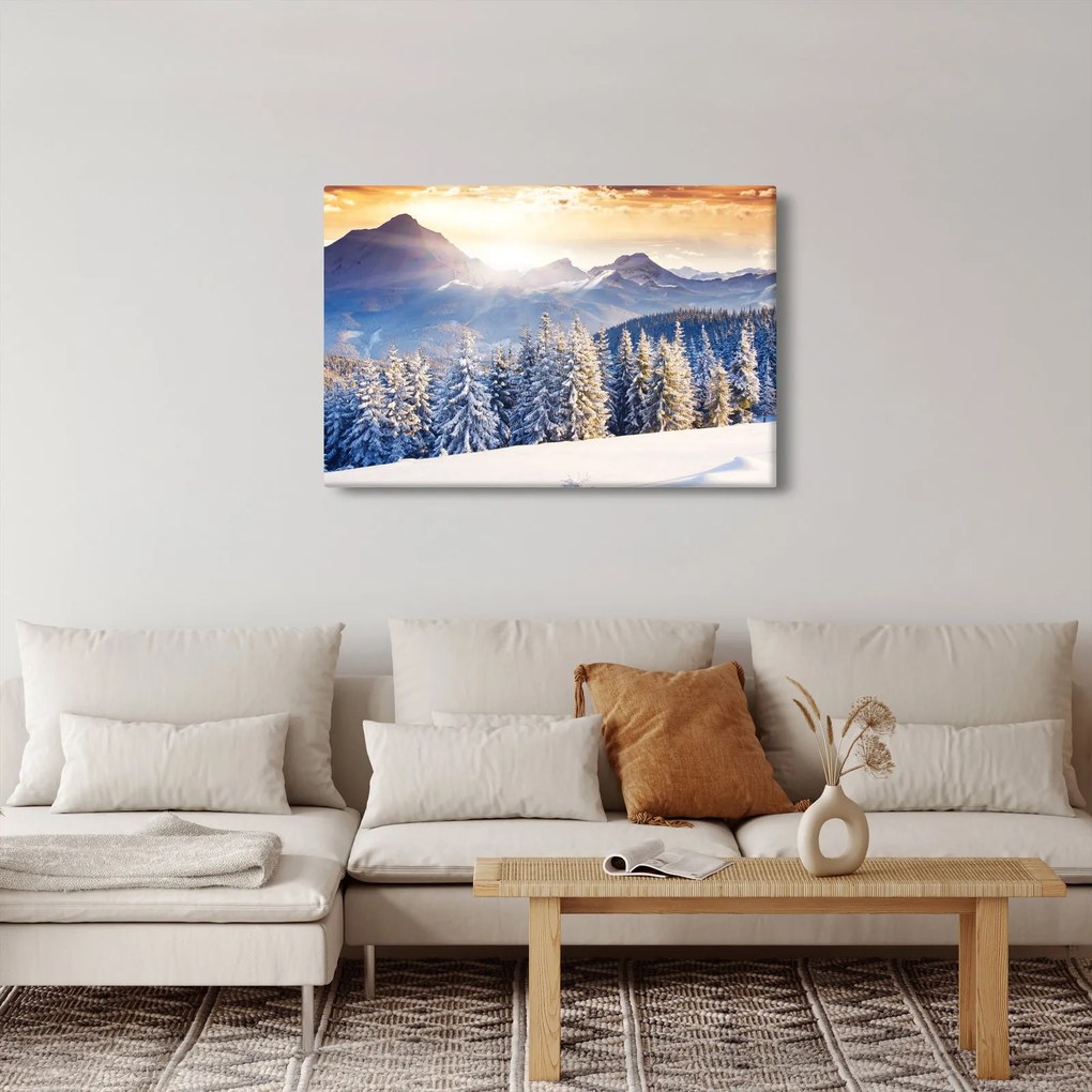 Tablou - Peisaj montan în timpul iernii (90x60 cm)
