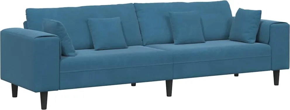 vidaXL Canapea cu pernă albastru 250 x 77 x 76 cm Catifea