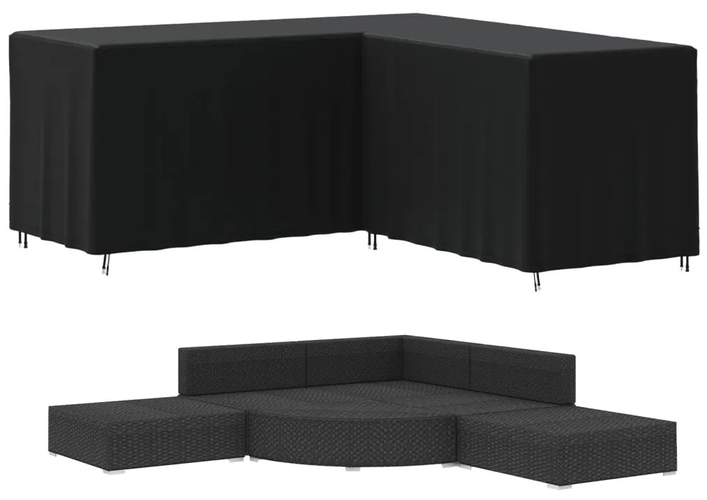 359656 vidaXL Husă de canapea în formă de L, negru, 215x215x80 cm Oxford 420D