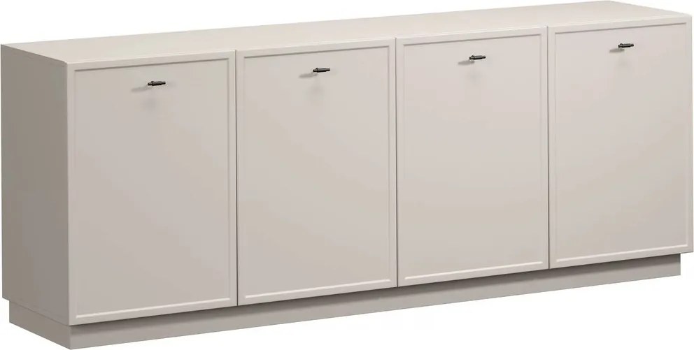 Comodă Lorini 200 cm cu 4 uși - cașmir / mânere negre T-bar