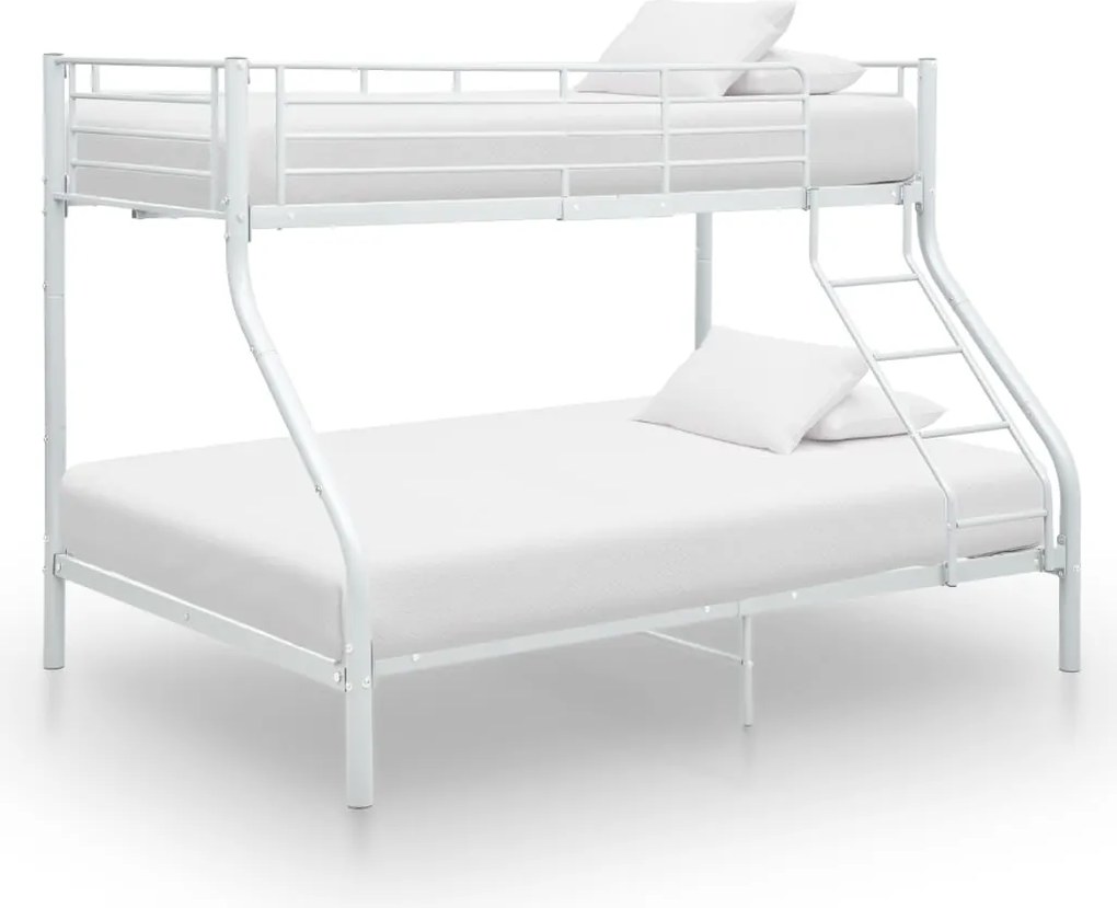 vidaXL Cadru de pat supraetajat, alb, 140 x 200/90 x 200 cm, metal