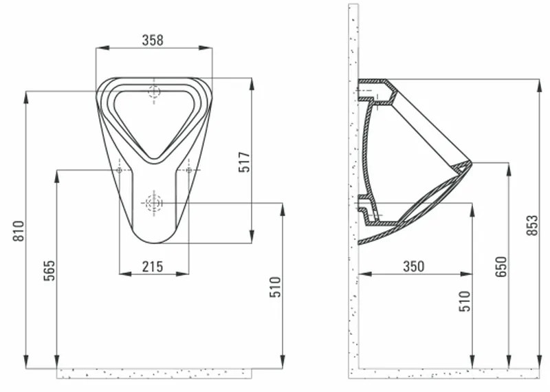 Pisoar pentru spatii comerciale culoarea alba Deante, Peonia orizontala