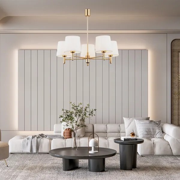 Brilagi - Candelabru cu tijă MONTE 5xE27/60W/230V crem/auriu