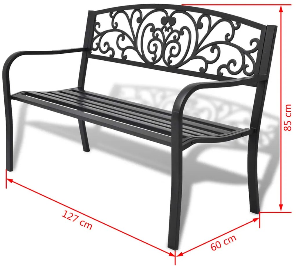 Banca de gradina, negru, 127 cm, fonta