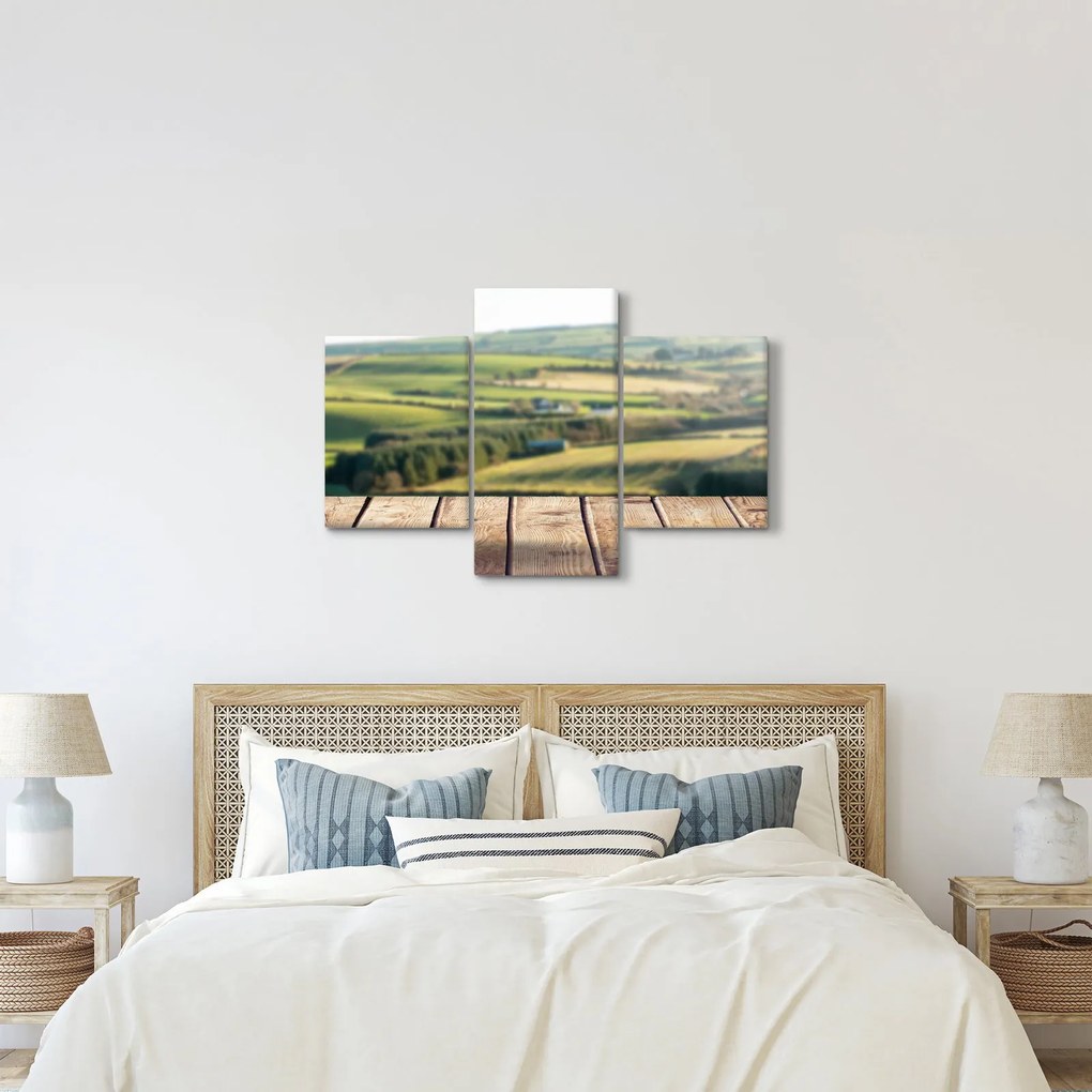 Tablou - Raft din lemn cu peisaj (90x60 cm)
