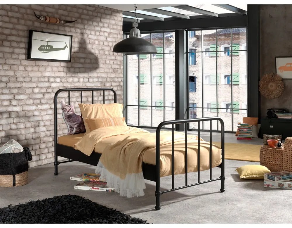 Pat pentru copii gri din metal 90x200 cm BRONXX – Vipack