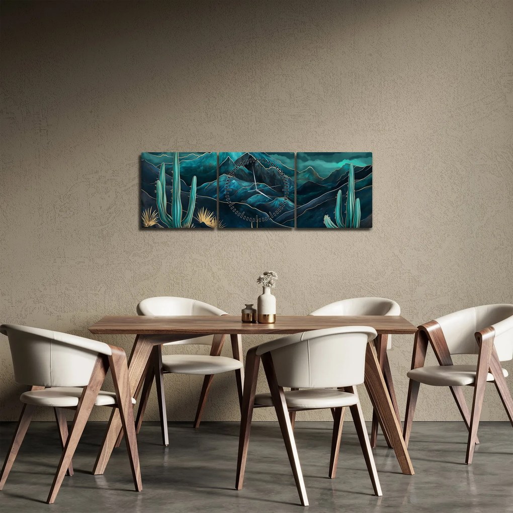 Tablou - Noapte turcoaz (cu ceas) (90x30 cm)
