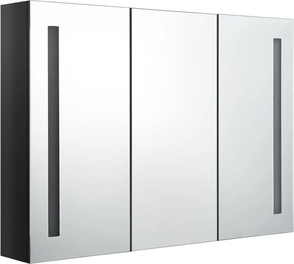 vidaXL Dulap de baie cu oglindă și LED, negru strălucitor, 89x14x62 cm