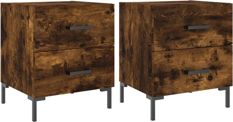 vidaXL Noptiere, 2 buc., stejar fumuriu, 40x35x47,5 cm, lemn compozit