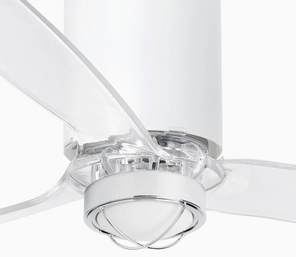 Lustra cu Ventilator si telecomanda TUBE FAN M LED alb mat/transparent