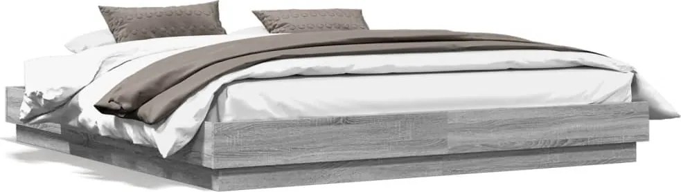 vidaXL Cadru de pat, gri sonoma, 180x200 cm, lemn prelucrat