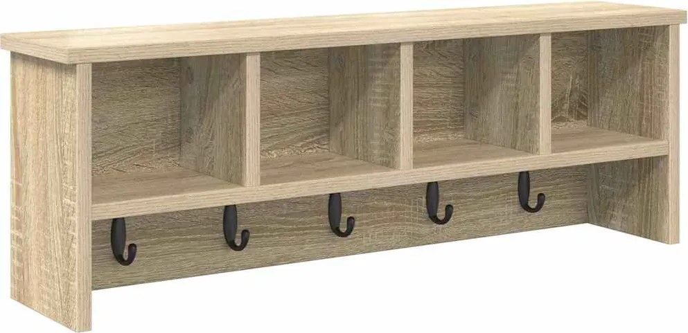 vidaXL Răcător de paltoane montat pe perete cu raft Stejar sonoma
