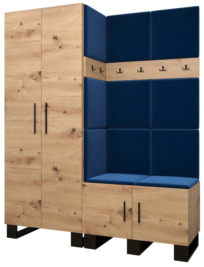 Set mobilier pentru hol Amanda 2 (Stejar artisan + Albastru). 1085871