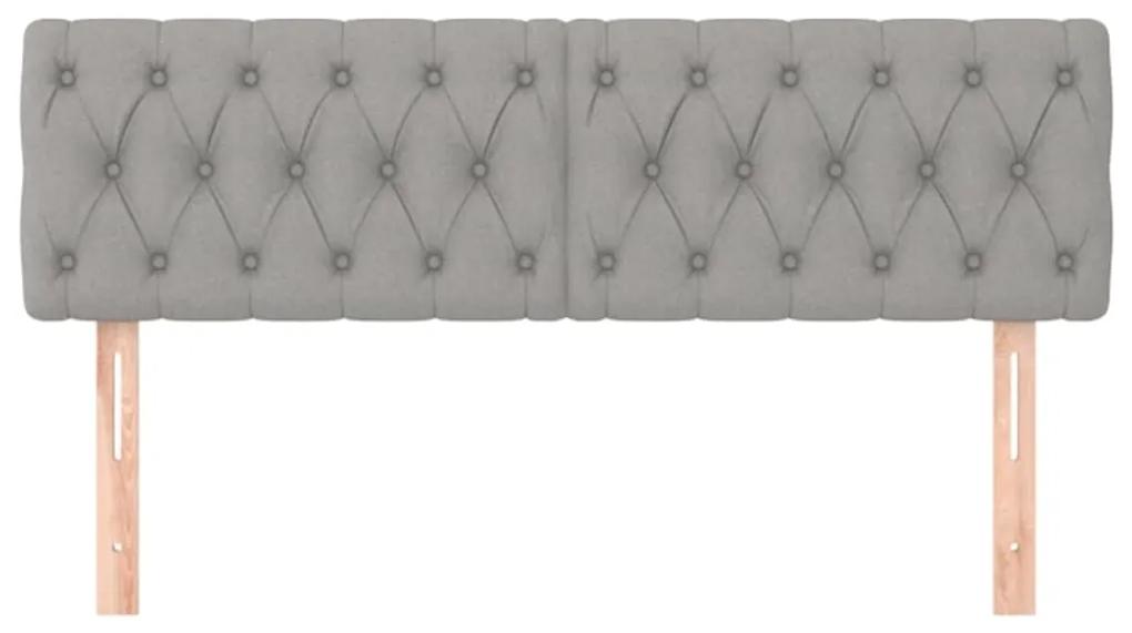 Tablii de pat, 2 buc, gri deschis, 80x7x78 88 cm, textil 2, Gri deschis, 160 x 7 x 78 88 cm