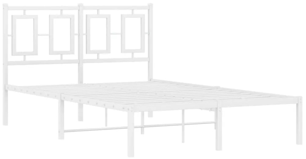 374288 vidaXL Cadru de pat metalic cu tăblie, alb, 120x200 cm