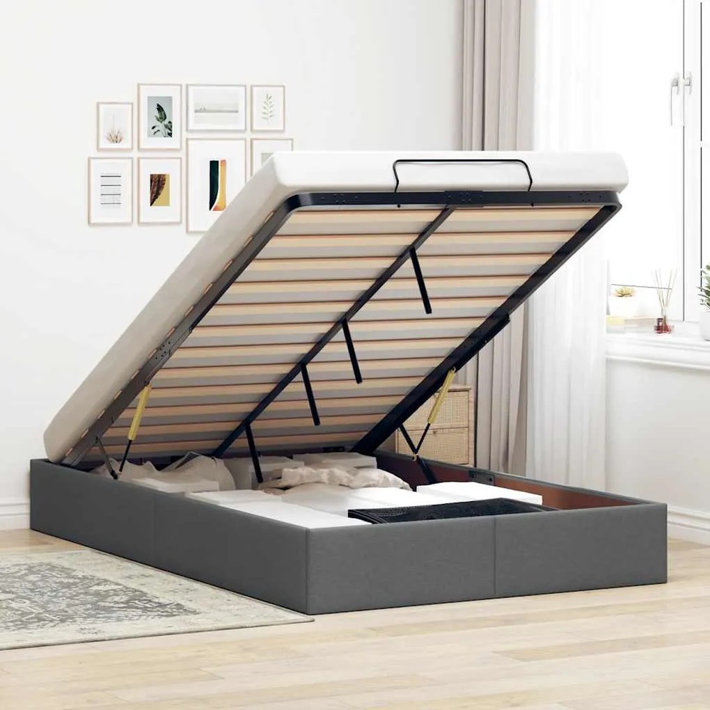 vidaXL Cadru de pat otoman fără saltea țesătură gri închis 120x190 cm