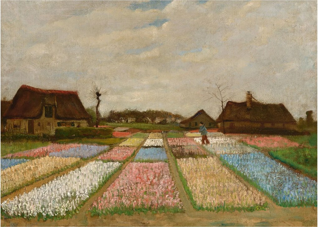 Tablou pe sticlă - Vincent van Gogh, Flower Beds in Holland, reproducere (70x50 cm)