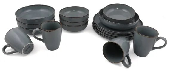 Set de masă, 16 piese, gri/porțelan