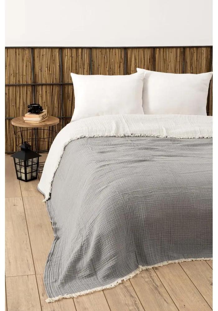 Cuvertură gri din muselină pentru pat dublu 230x250 cm – Mijolnir
