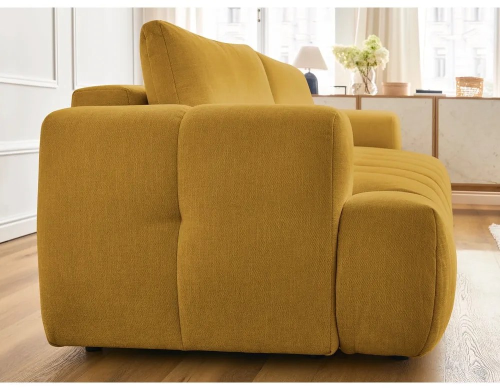 Canapea galben-muștar extensibilă/cu spațiu de depozitare 251 cm Fuji – Bobochic Paris