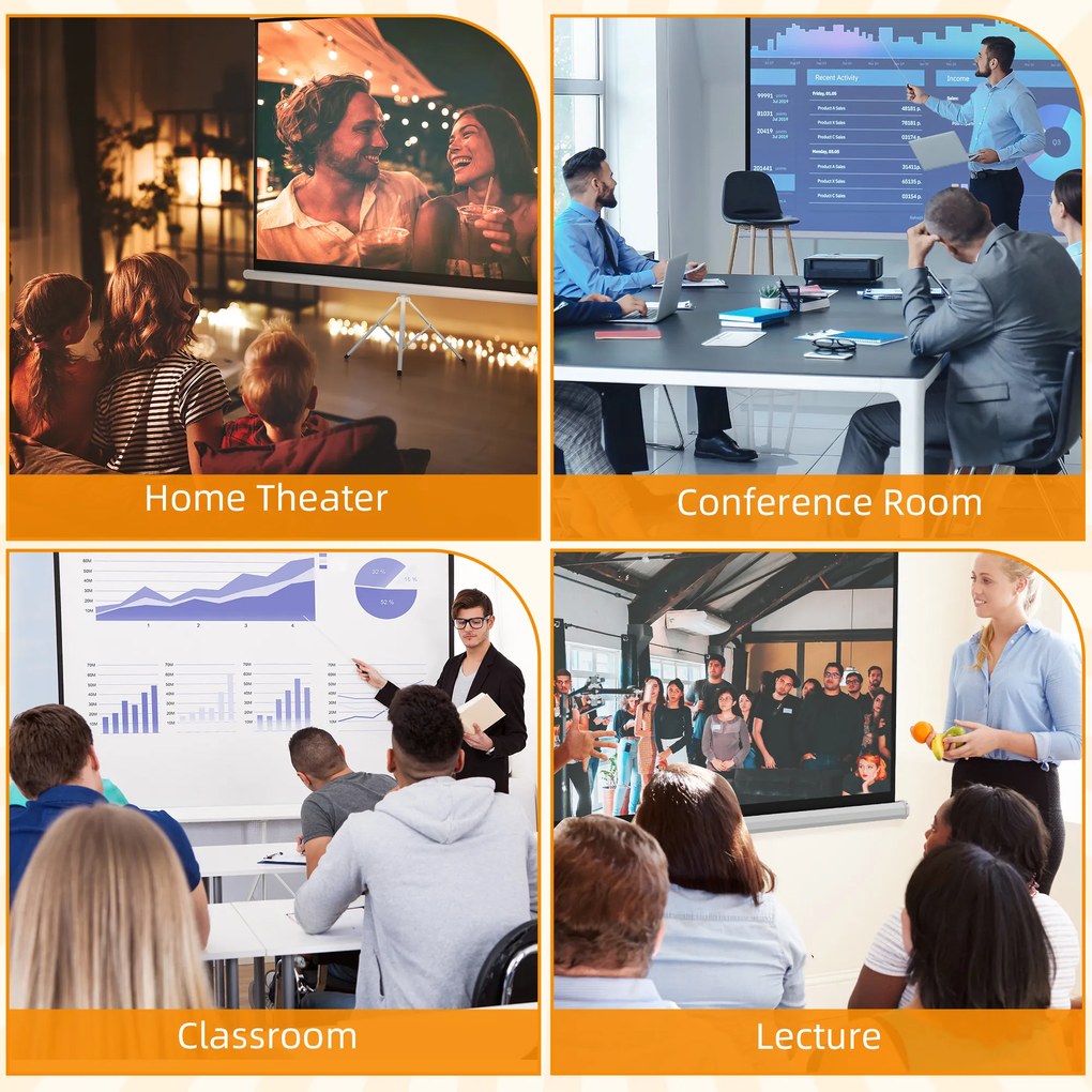 HOMCOM Ecran de Proiectie 84 Inci cu Suport, Portabil | Aosom Romania