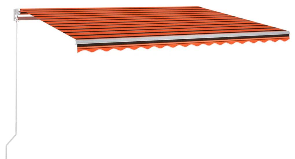 Copertina retractabila manual cu LED portocaliumaro 450x300 cm portocaliu si maro, 450 x 300 cm