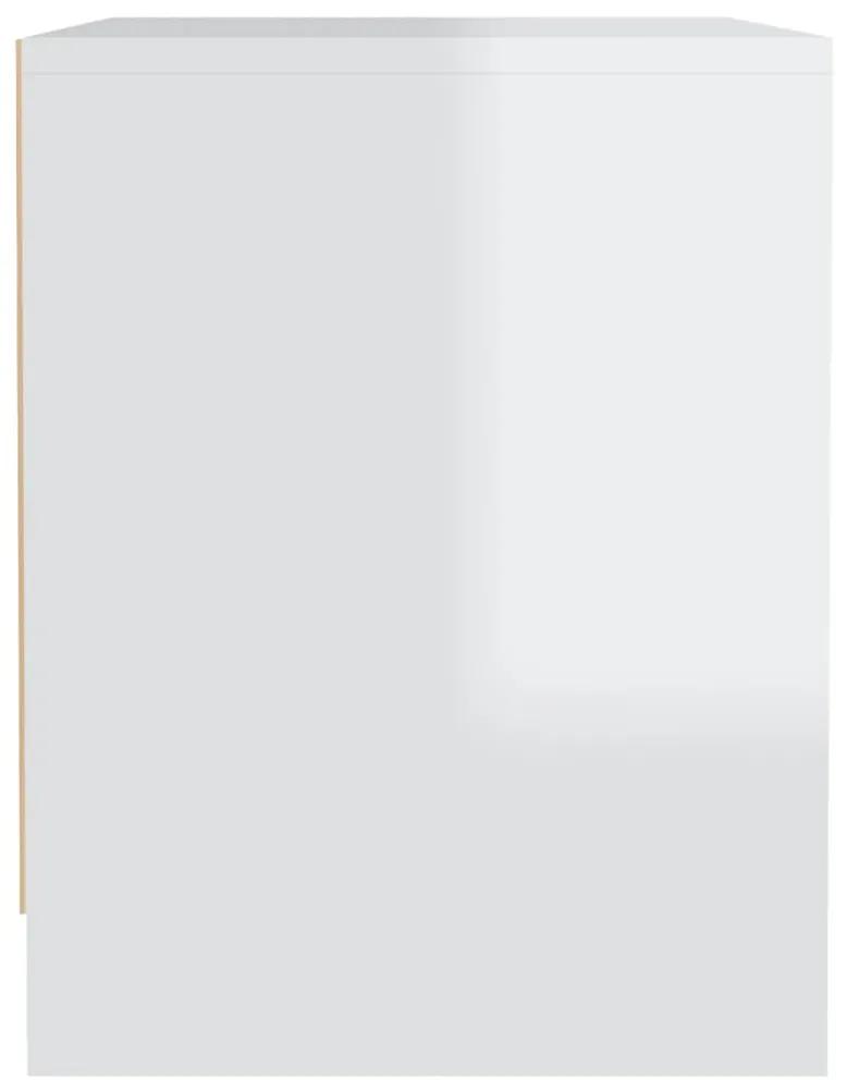 Noptiere, 2 buc., alb extralucios, 45x34x44,5 cm, PAL 2, Alb foarte lucios
