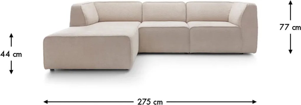 Colțar lemn masiv Hugg, 275 × 175 × 77 cm - Stânga