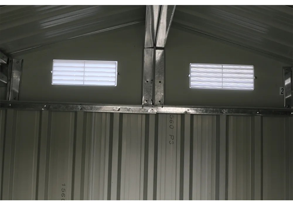 Căsuţă pentru grădină din tablă pentru scule, verde / alb, 2x1,3x1,8 m, HAMAL TIP 1